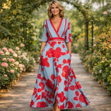 Mila™ | Vestido Maxi com Decote em V Fluido