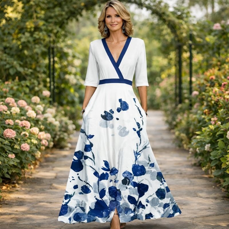 Mila™ | Vestido Maxi com Decote em V Fluido