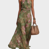 Livia - Elegante Maxi Vestido Halter com Flores