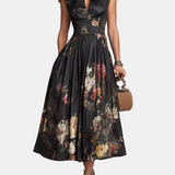 Violetta - Vestido Midi Cetim Preto