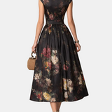 Violetta - Vestido Midi Cetim Preto