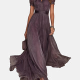 Flavia - Vestido Roxo Renda Chiffon
