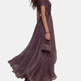 Flavia - Vestido Roxo Renda Chiffon