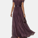 Flavia - Vestido Roxo Renda Chiffon