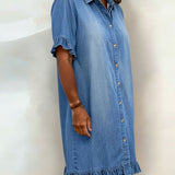 Anne™ | Vestido de denim enrugado