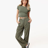 Calças Exército Groene O&K com Pés Largos - Broek