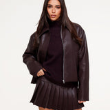Suéter de Malha Aubergine + Saia de Couro PU Aubergine - Conjunto