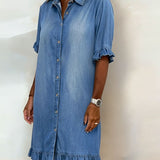 Anne™ | Vestido de denim enrugado