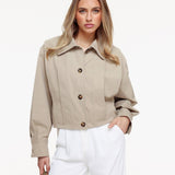 Trench Beje com Mangas Ballon Curtas - Casaco