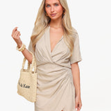 Bege Petite Linnen SS - Vestido