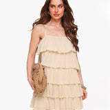 Vestido Listrado Bege