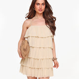 Vestido Listrado Bege