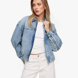 Casaco Bomber em Denim Azul