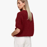 Bordeaux Tricotado em Lã 3/4 Mangas - Sweater
