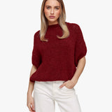 Bordeaux Tricotado em Lã 3/4 Mangas - Sweater