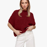 Bordeaux Tricotado em Lã 3/4 Mangas - Sweater