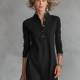 Ana - Vestido Maxi de Sweat com Gola de Botão