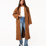 Camel Lange Faux Suede - Jas