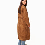 Camel Lange Faux Suede - Jas