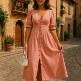 Belle™ | Elegante maxivestido com botões