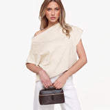 Creme Gebreide One Shoulder - Top