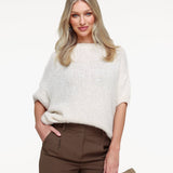 Creme Gebreide Wollen 3/4 Mouw - Pullover