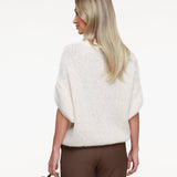 Creme Gebreide Wollen 3/4 Mouw - Pullover