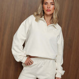 Sweater Creme Knopen LS Jogging