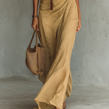 Maxi vestido com colarinho reversível de mangas longas