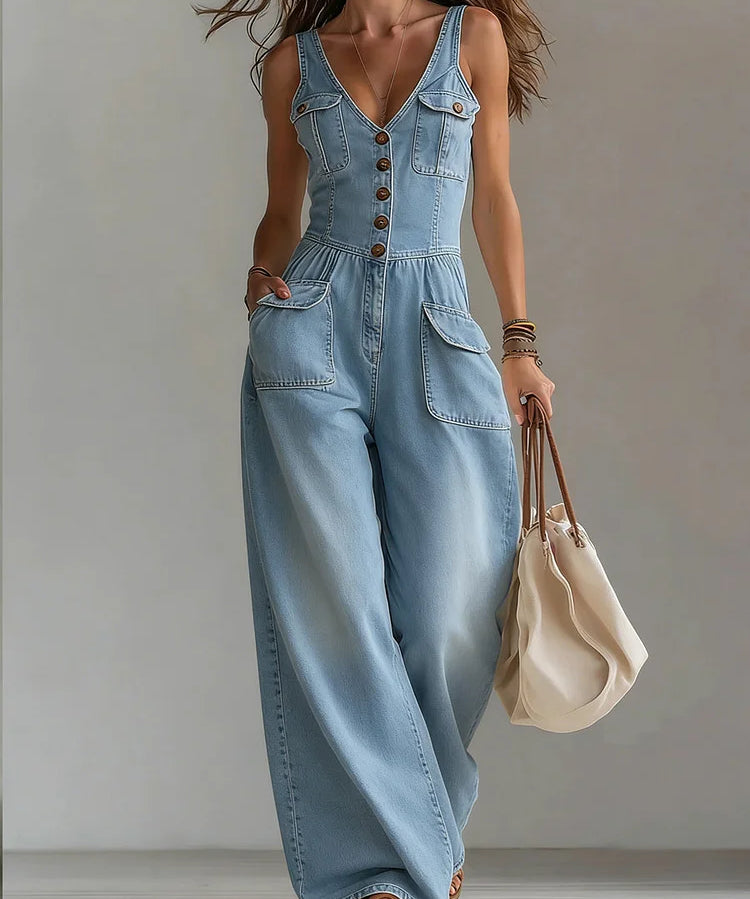 Sophie™ | Macacão de denim largo
