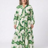 Sabine | Vestido Maxi de Manga Longa com Cinto na Cintura
