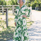 Sabine | Vestido Maxi de Manga Longa com Cinto na Cintura
