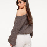 Malha Off Shoulder Taupe Escuro - Sweater