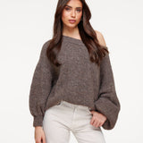Malha Off Shoulder Taupe Escuro - Sweater