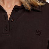 Sweatshirt Jogging LS com Botões Castanho Escuro