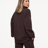 Sweatshirt Jogging LS com Botões Castanho Escuro