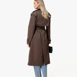 Trenchcoat Longo Detalhe Castanho Escuro