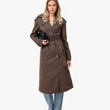 Trenchcoat Longo Detalhe Castanho Escuro