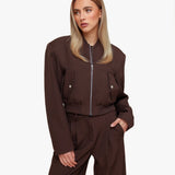 Alças de Ombro Castanho Escuro Modelo Cortado - Casaco