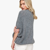 Pullover de Lã Cinza Escuro com Manga 3/4
