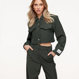 Casaco Cropped Verde Escuro