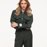 Casaco Cropped Verde Escuro