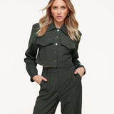 Casaco Cropped Verde Escuro