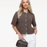 Colete de Malha com Mangas 3/4 - Taupe