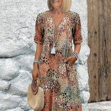 Dorina | Vestido com Decote em V e Estampa