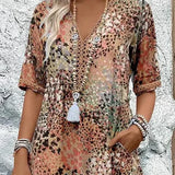 Dorina | Vestido com Decote em V e Estampa