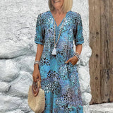 Dorina | Vestido com Decote em V e Estampa