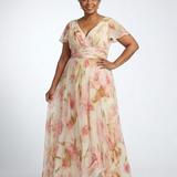 Elara | Vestido Maxi Floral de Manga Curta com Decote em V
