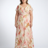Elara | Vestido Maxi Floral de Manga Curta com Decote em V
