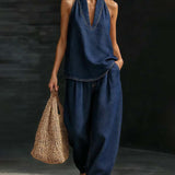 Sandra - Conjunto Col Halter Jeans